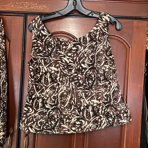 Kasper Vintage 2 Piece Set Blazer And Tank Top Brown & Cream Set 10P - Picture 9 of 14